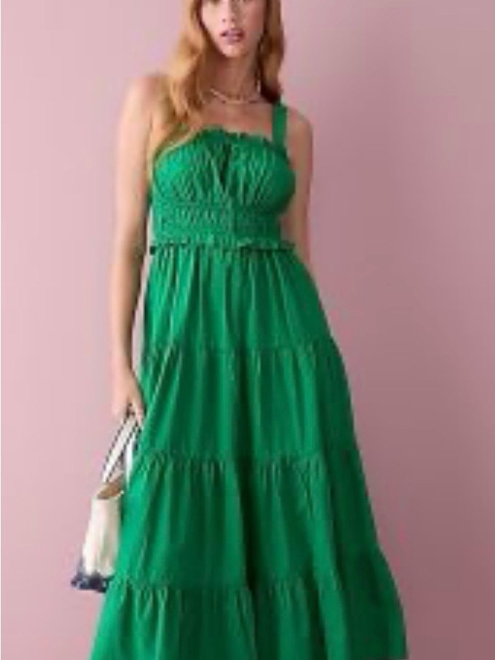 J. Crew Sevilla Emerald Green Tired Maxi Dress